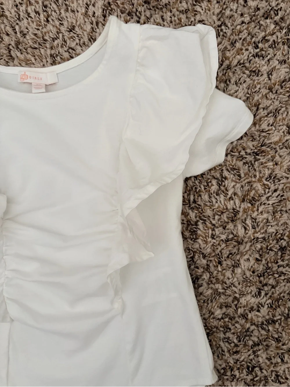 GB girls White Ruffle-Front One-Piece Bodysuit